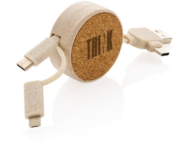 Cable cargador usb 100 cm. retráctil tipo C Marron detalle 4