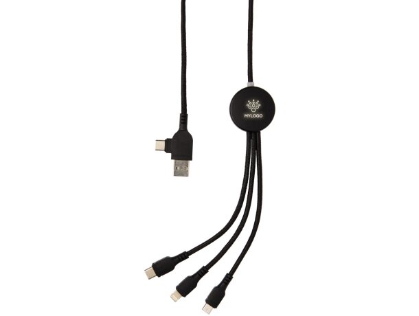 Multicable con 5 conectores de nailon trenzado Negro detalle 5