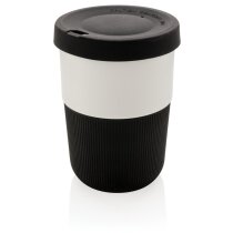 Vaso café PLA 380ml con agarre silicona y logo