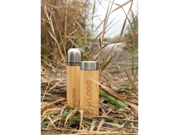 Botella al vacío anti goteo de bambú Marron detalle 10
