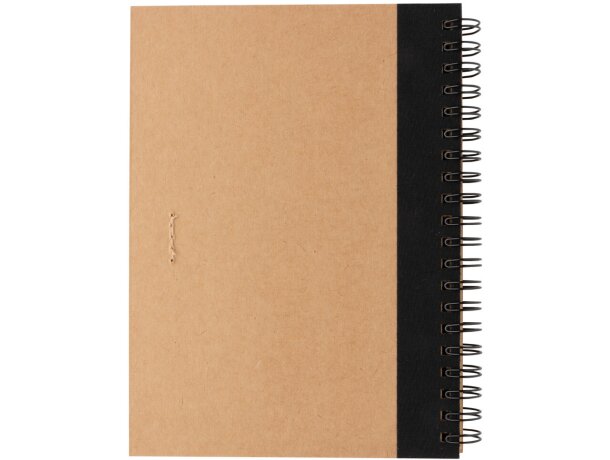 Libreta de anillas con hojas a rayas y bolígrafo kraft de cartón reciclado Negro detalle 3
