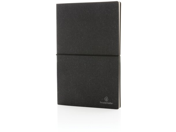 Libreta GEX A5 personalizadas cuero reciclado con banda gris Marron detalle 15