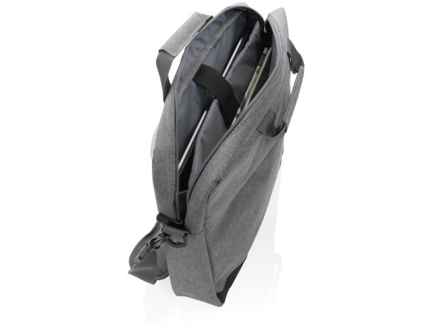 Bolsa maletín de poliéster para portátil de 15,6” Gris/negro detalle 3