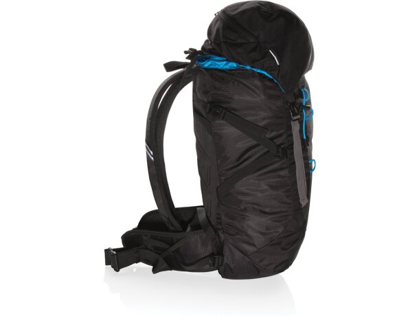 Mochila grande Explorer de senderismo 40L sin PVC Negro/azul detalle 2