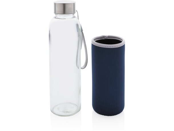 Botella de vidrio con funda de neopreno Azul detalle 33