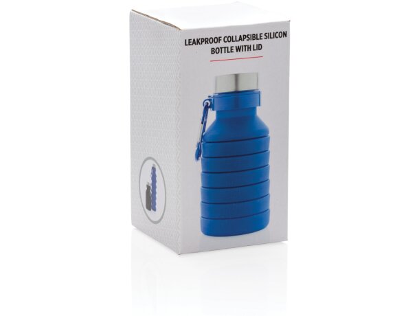 Botella de silicona plegable antigoteo con tapa Azul detalle 28