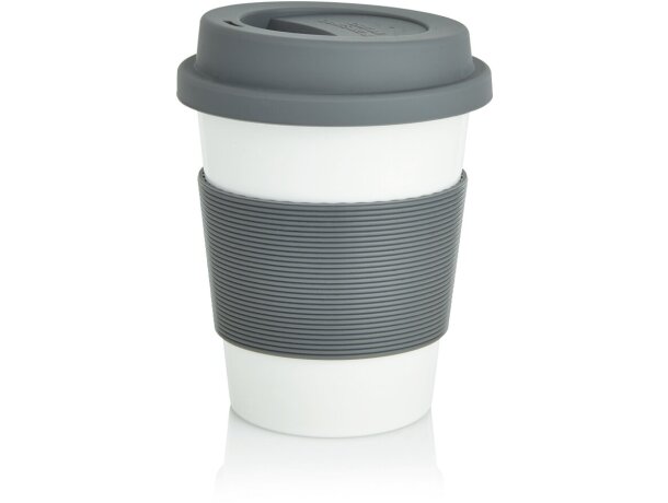 Vaso personalizado café PLA 350ml tapa silicona antideslizante Rosa/blanco detalle 42