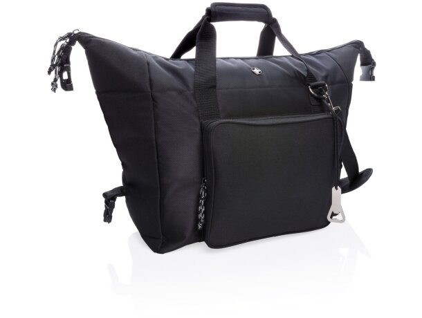 Bolsa térmica de poliéster con cremallera y bolsillo frontal Negro detalle 1