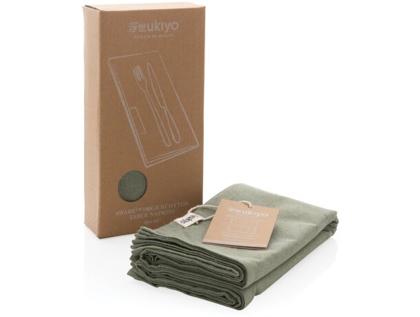 Set de 4 servilletas de mesa Ukiyo Aware ™ 180gr Verde detalle 34