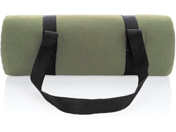 Manta tejido polar de poliester con correas de transporte Verde detalle 13
