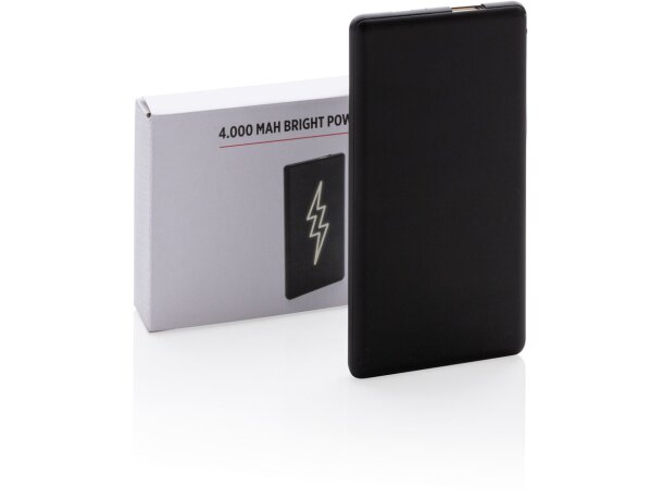 Batería externa con logo iluminado de 4000 mAh Negro detalle 9