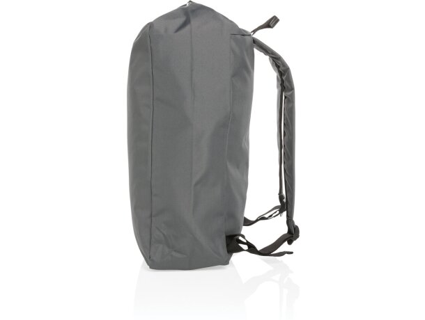 Mochila ecológica con logo hecha de botellas recicladas y ahorro de agua Antracita detalle 14