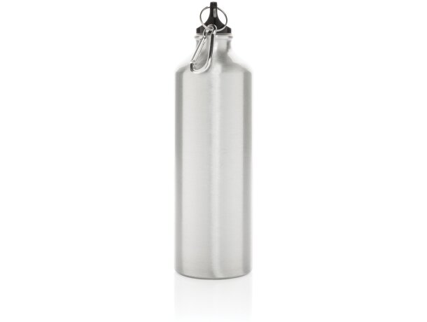 Botella de agua XL de aluminio con mosquetón Plata/negro detalle 10