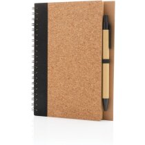 Cuaderno espiral de corcho con bolígrafo