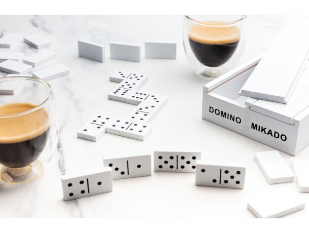 Juego Mikado/Domino en caja de madera Blanco detalle 7