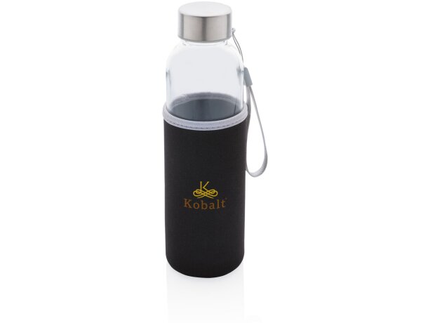 Botella de vidrio con funda de neopreno Negro detalle 6