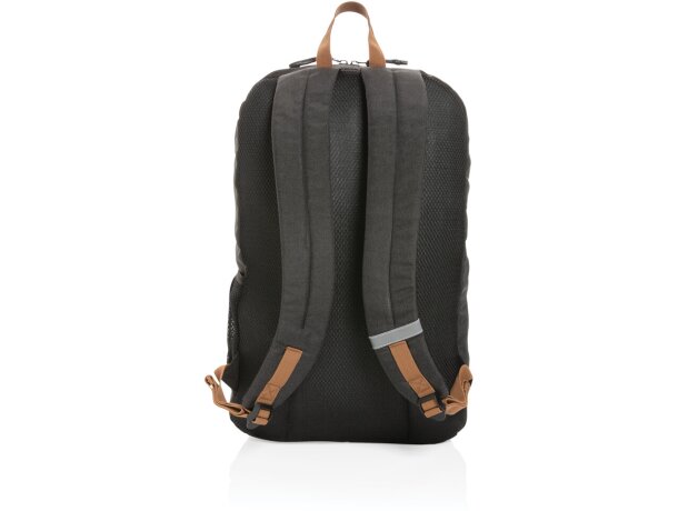 Mochila ecológica para publicidad con poliéster reciclado y trazador AWARE Negro detalle 3