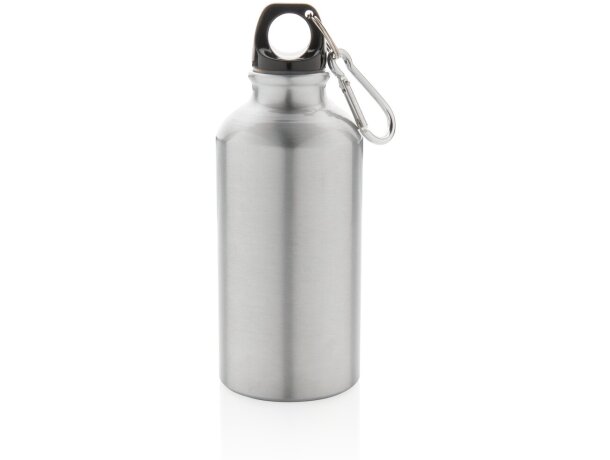 Botella deportiva de aluminio reutilizable con mosquetón Plata detalle 7