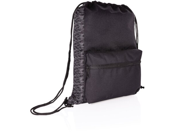 Mochila saco cuerdas reflectante rPET con trazador Aware Bignay Negro detalle 8