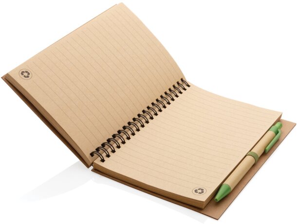 Cuaderno de espiral kraft con bolígrafo Verde detalle 25