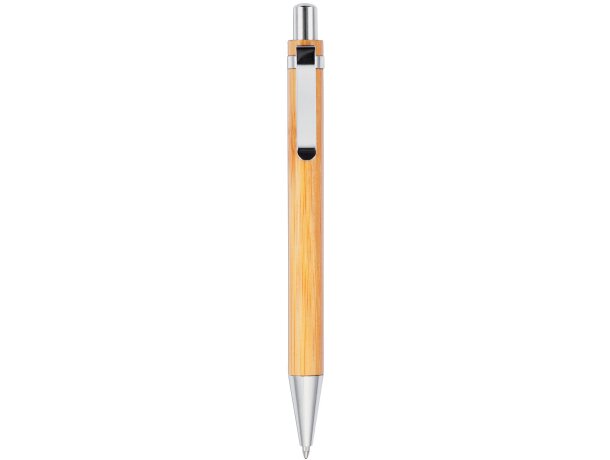 Bolígrafo elegante de madera de bambú Marron/plata detalle 6