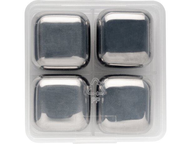 4 Cubitos de hielo reutilizables de acero inoxidable Plata detalle 3
