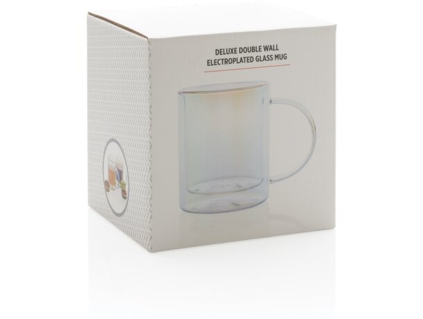 Taza de lujo de vidrio galvanizado de doble pared Transparente detalle 11