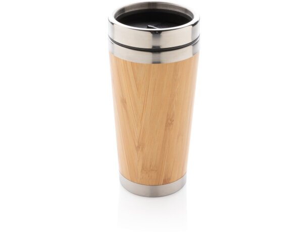 Vaso térmico Zarzis bambú natural acero inoxidable 450ml tapa Marron detalle 9