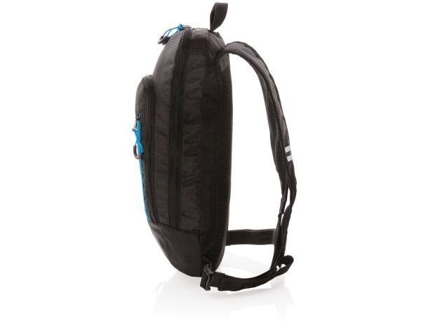 Mochila pequeña Explorer de senderismo 7L sin PVC Negro/azul detalle 3