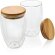 Set vasos cristal personalizado borosilicato bambú doble pared 350ml