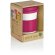 Taza de café ecológica con tapa y banda de silicona Rosa/blanco detalle 42