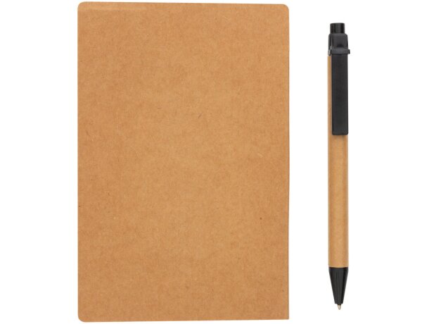 Bloc de notas kraft a6 con bolígrafo y adhesivos para tu día ajetreado Marron detalle 5