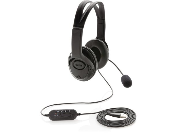 Auriculares personalizados Guozhen USB micrófono y controles Negro detalle 8