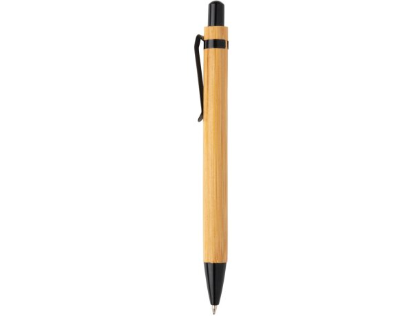 Bolígrafo elegante de madera de bambú Negro detalle 2