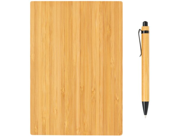 Mini libreta personalizada bambú sostenible Marron detalle 3