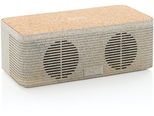 Altavoz Skoura con cargador inalámbrico 5W corcho paja trigo Marron detalle 8