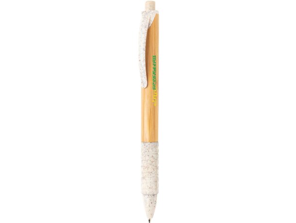 Bolígrafos ecológicos paja de trigo tinta azul Blanco detalle 8