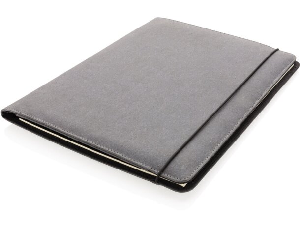 Portafolio Surinam A4 cuero regenerado con bloc y compartimentos Gris detalle 8