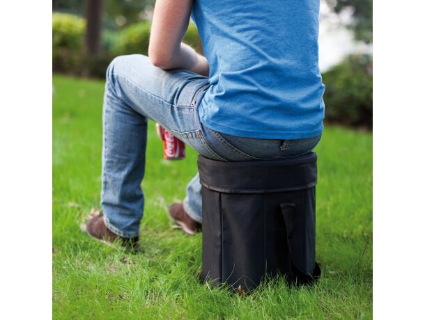 Bolsas térmicas forma cilindrica poliéster para usar como asiento Negro detalle 4