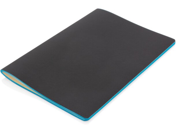 Libreta de tapa blanda de PU con borde de color Azul detalle 43