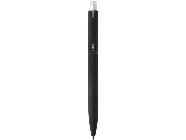 Bolígrafos con nombre forma exclusiva de diamante y tacto suave Transparente/negro detalle 1