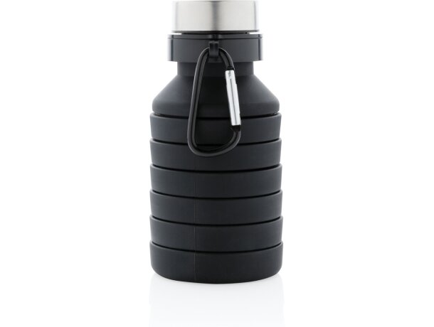 Botella de silicona plegable antigoteo con tapa Negro detalle 2