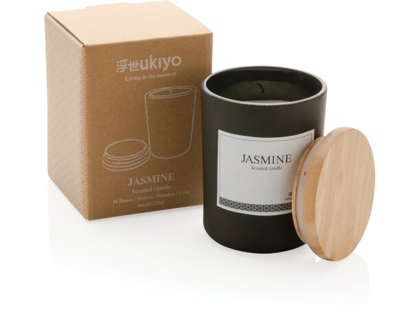 Vela perfumada Ukiyo deluxe con tapa de bambú Negro detalle 10