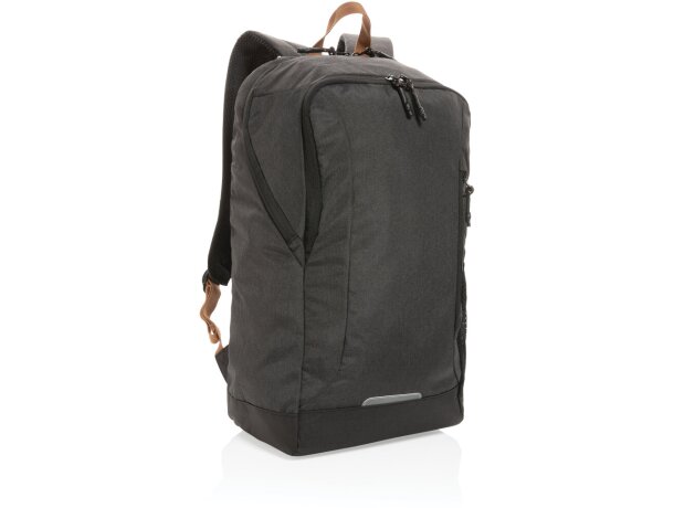 Mochila ecológica para publicidad con poliéster reciclado y trazador AWARE Negro detalle 7