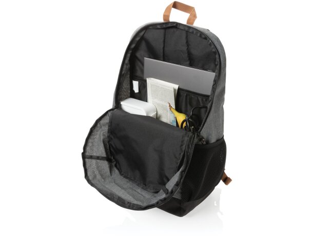 Mochila ecológica para publicidad con poliéster reciclado y trazador AWARE Gris detalle 15
