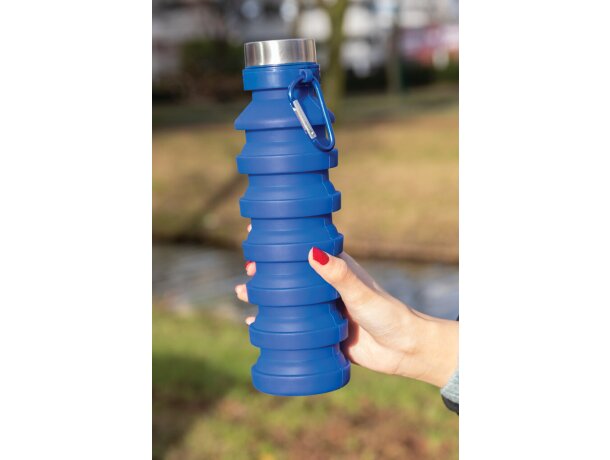Botella de silicona plegable antigoteo con tapa Azul detalle 25