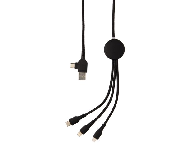 Multicable con 5 conectores de nailon trenzado Negro detalle 2