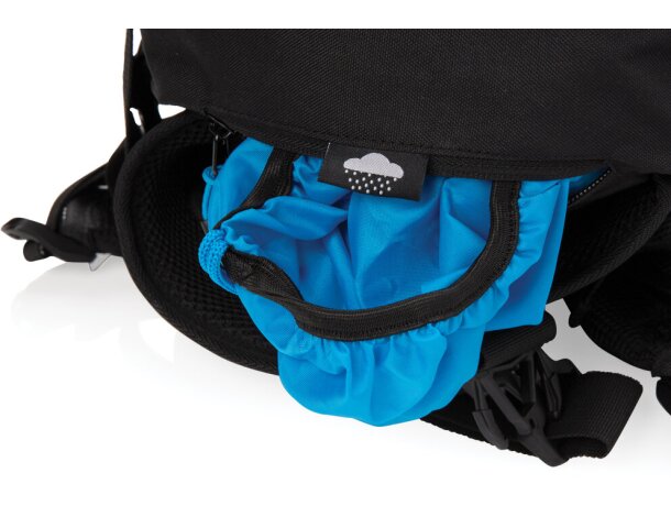 Mochila grande Explorer de senderismo 40L sin PVC Negro/azul detalle 4