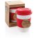 Taza de café ecológica con tapa y banda de silicona Rojo/blanco detalle 13