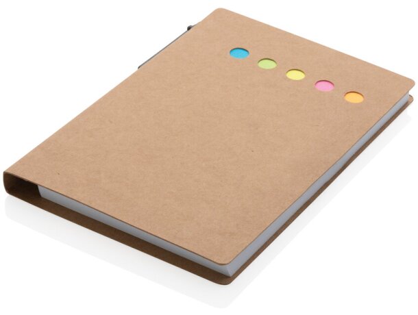 Bloc de notas kraft a6 con bolígrafo y adhesivos para tu día ajetreado Marron detalle 4